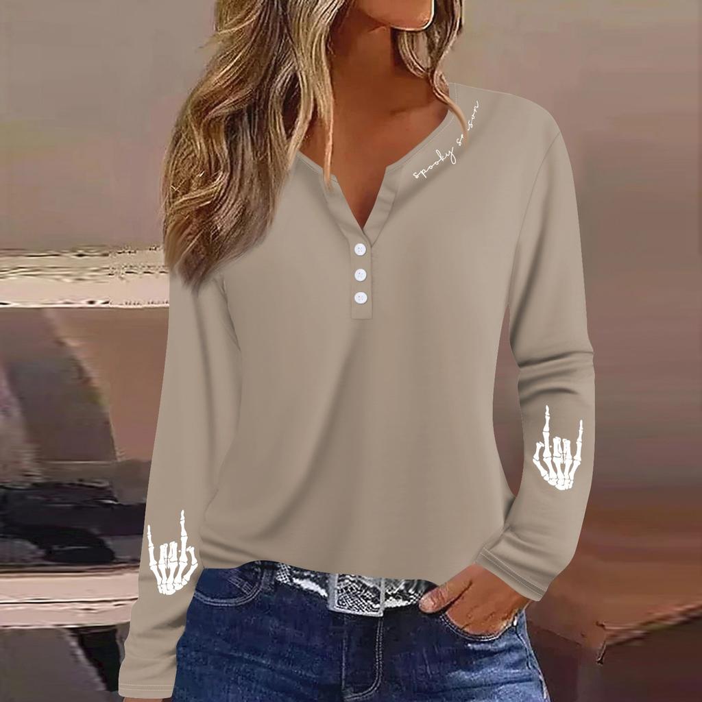 Women's T Shirt Tee Button Floral Print Long Sleeve Daily Weekend Fashion Basic V-Neck Regular Top