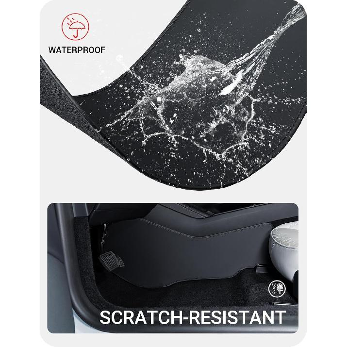 BASENOR 2026 2025 2024 Tesla Model 3 Highland Center Console Side Anti-Kick Mats, Waterproof & Dust Resistant Protector Cover Front Seat Side Leather