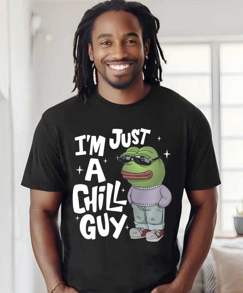 Просто Расслабленный Парень стиль Расслабленный Пепе Футболка Пепе Лягушонок мем Расслабленная Собака Мем Унисекс Футболка S