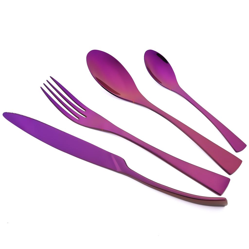 7Pcs Gold Dinnerware Set High Quality Stainless Steel Cutlery Set Knife Fork Tea Spoon Tableware Set Home Kitchen Dinner Silverware Set