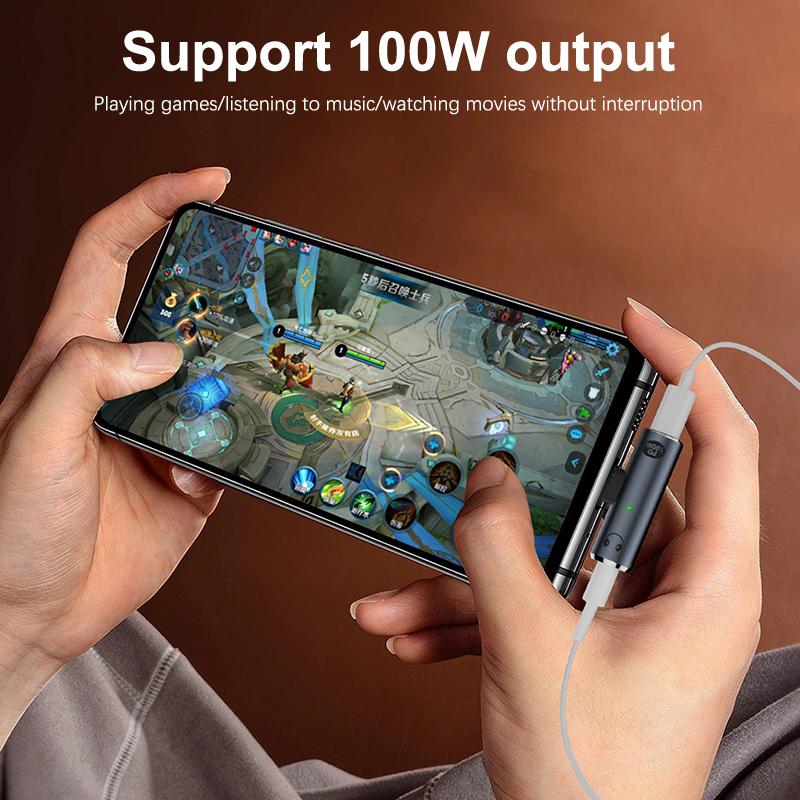 Adaptér 3v1 3,5mm na USB-C drátová sluchátka pro iPhone 15 16 PD 100W rychlonabíjecí napájecí adaptér pro Samsung Huawei Xiaomi