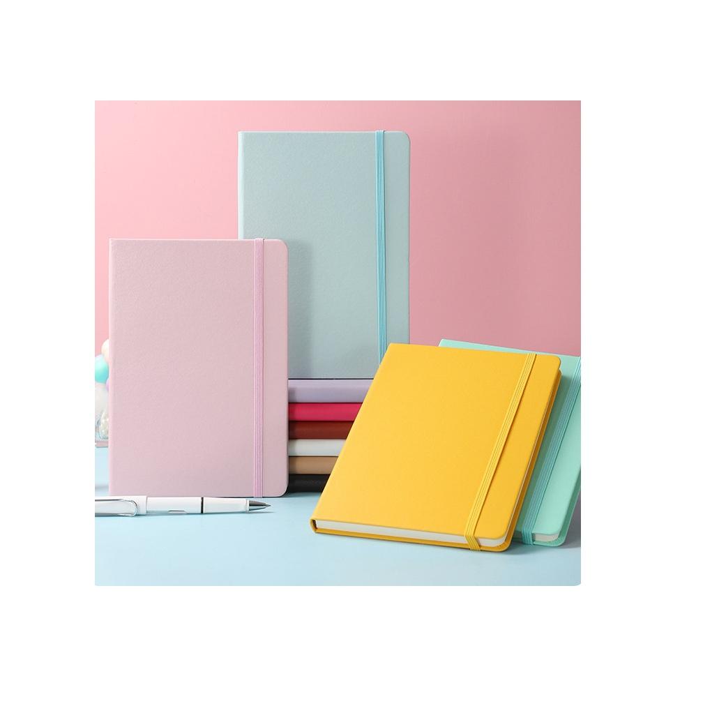 A5 Macaron Candy Color Ruled PU Leather Hardcover Elastic Closure Notebook