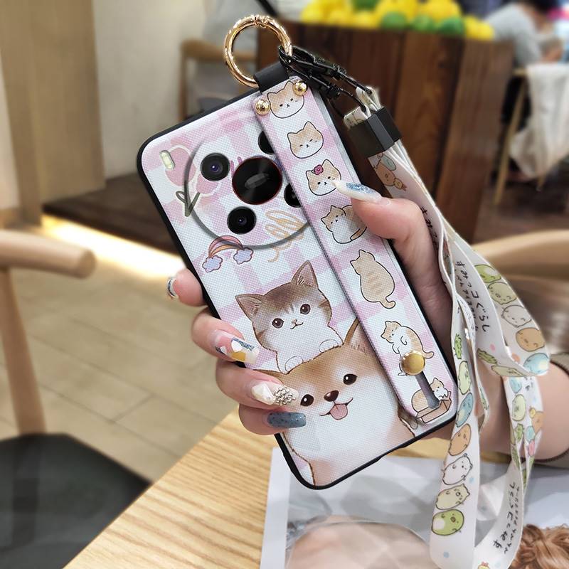 Cartoon Ring Phone Case For ZTE Blade V70 Max/Nubia V70 Max Shockproof Wristband Phone Holder Wrist Strap Silicone Cute
