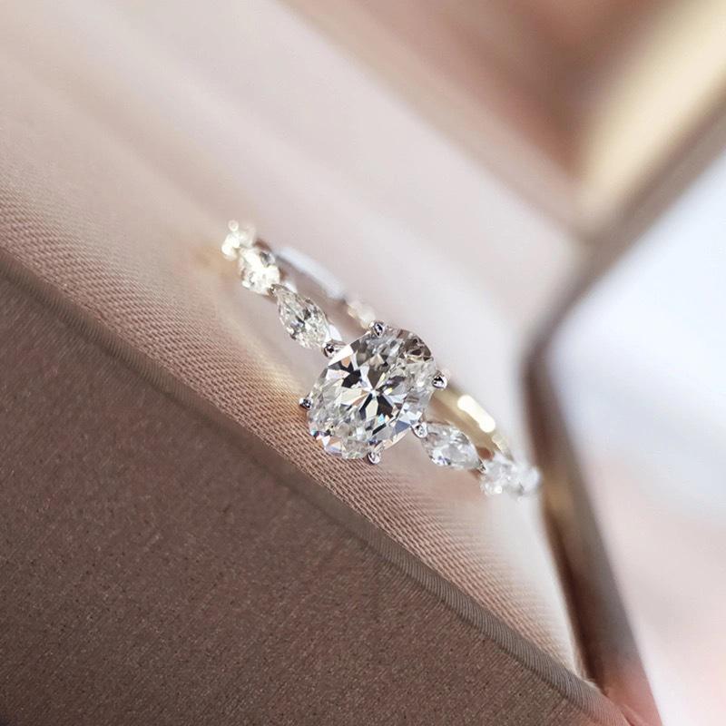 

Кольцо из стерлингового серебра 925 пробы с покрытием в форме яйца с бриллиантом - Сверкающее голубиное яйцо, Модное нетускнеющее кольцо на палец для женщин Size 10