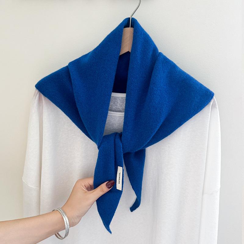 Knitted Scarf Women 100% Wool Winter Warm Scarves Bright Solid Color Design Thickened Shawl Soft Triangle Pashmina Neck  NEW