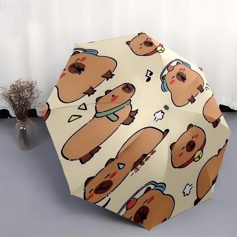 Capybara Themed Travel Umbrella-8 Ribs Automatic Opening and Closing, Portable Folding Design, Compact and Stylish Umbrella Suitable for Out