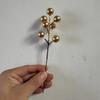 Large 12- Artificial Gold and Stems with Red Holly Berries for Christmas and New Year Floral Arrangements