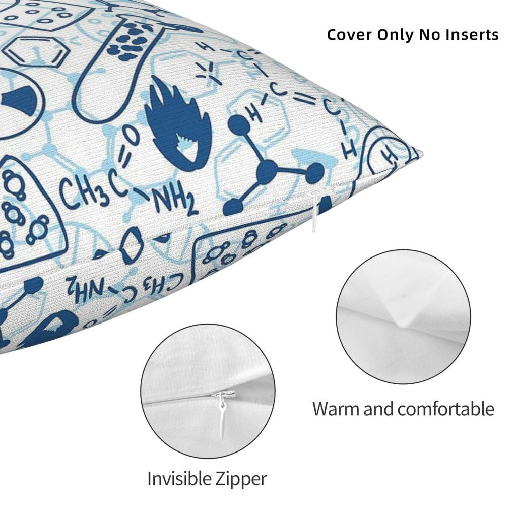 Chemistry Science Square Pillowcase Polyester Linen Velvet Creative Zip Decorative Pillow Case Sofa Seater Cushion Cover 18"