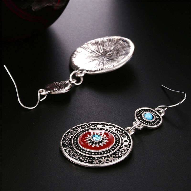 Bohemia Ear Stud Drop Dangle Earrings Long Ethnic Round Earrings Women Jewelry