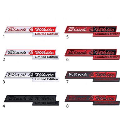 Metal Car Sticker Black & White Limited Edition Trunk Badge Decal Accessories