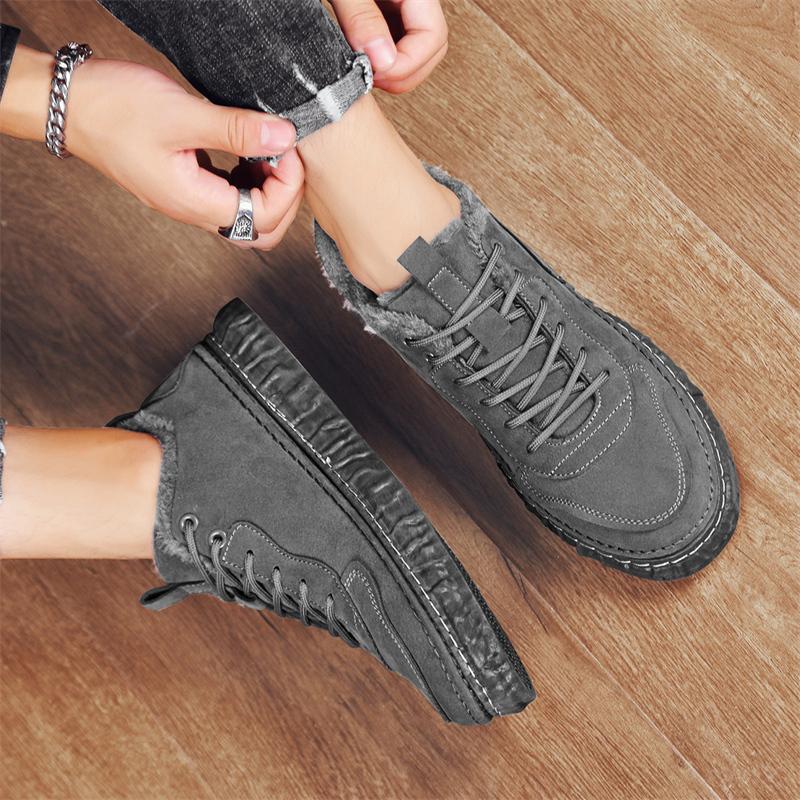 Herren Winterschuhe Herrenmode PU Sportschuhe mit Schnürung Isolierung Low Top Casual Baumwollschuhe Botas Cuturno Masculinas