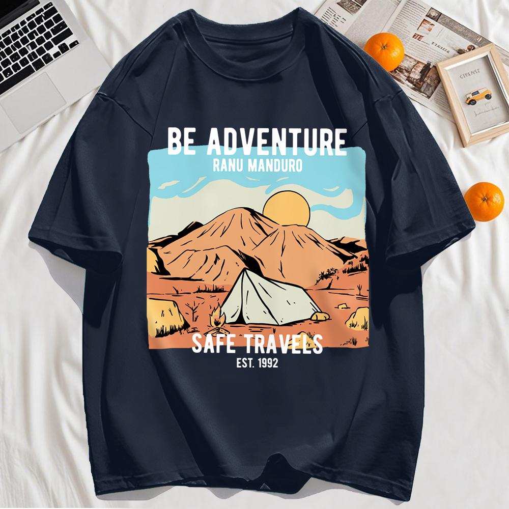 Be Adventure Desert Safe Travels Print Mens T-Shirt Cotton Summer T Shirts Sport Loose Short Sleeve O-Neck Clothes
