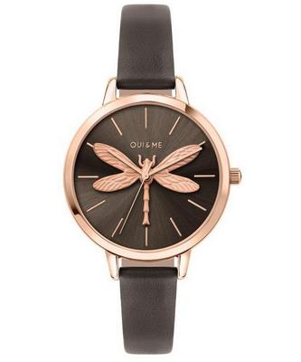 Amourette Gris Cadran Rayons de Soleil Bracelet Cuir Quartz ME010074 Montre Femme