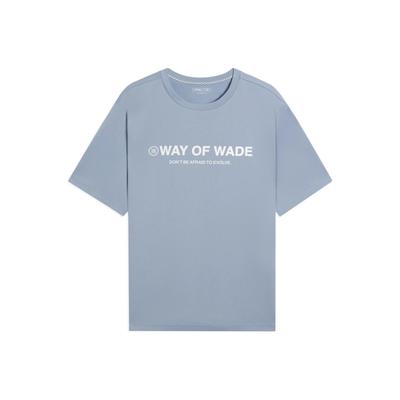 Li Ning Wade Series Letter Print Casual T-shirt met korte mouwen Heren Tops Zachtgrijs-Blauw AHSS809-3