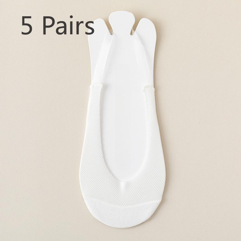 5 par damskich letnich cienkich bawełnianych podeszwą antypoślizgowych z półpalcem na pięcie skarpetki niewidoczne z jedwabiu lodowego
