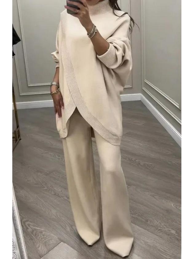 

2025 Autumn Women s Solid V-neck Slim-fit Knitwear Two-piece Set L