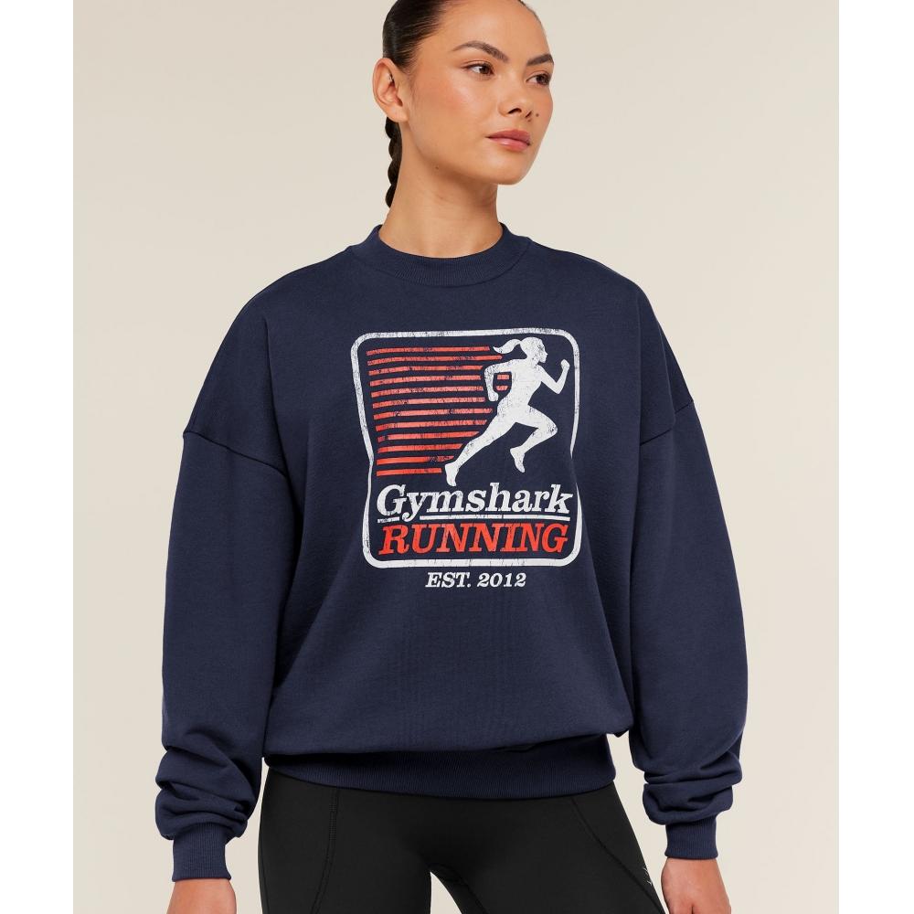 Gymshark Run Club Graphic Sweatshirt Heavy Blue B6b5g Uctn