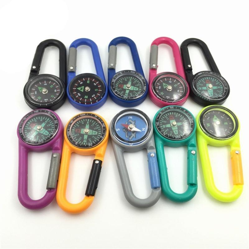 

Practical New Multifunctional Smart Hiking Metal Plastic Carabiner Mini Compass Thermometer Keychain (Random Color) 1pcs random color