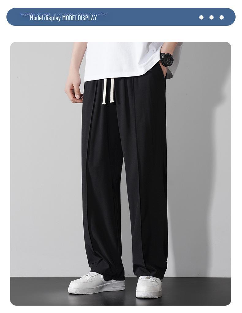 Men's Summer Lightweight Wide-Leg Ice Silk Pants - Casual Loose Fit Trousers
