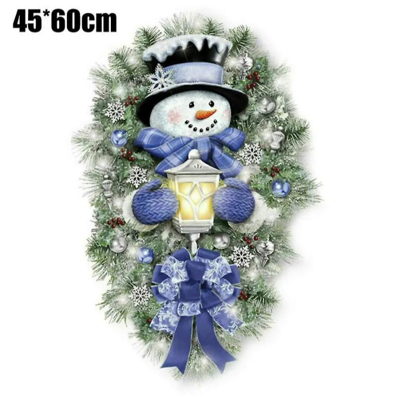 

Рождественские наклейки на окна Приветственный снеговик Венок Наклейки Съемное украшение для стеклянной двери, витрины магазина 45*60cm