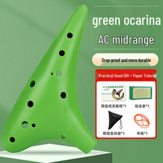 Alto AC 12-Hole Resin Ocarina - Beginner Level, Drop-Resistant, C Tone, Professional Instrument with Free Engraving