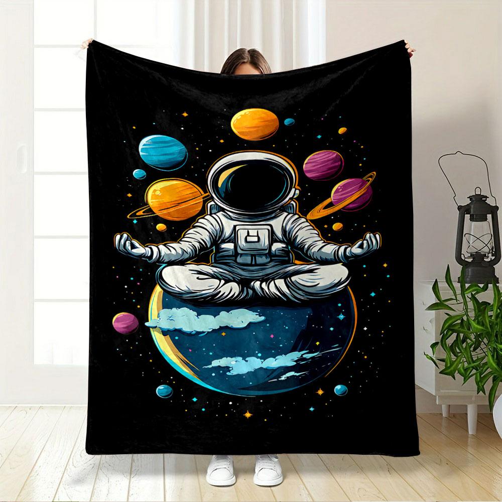 Zen Astronaut in Space for all seasons blanket lunch break throw gift