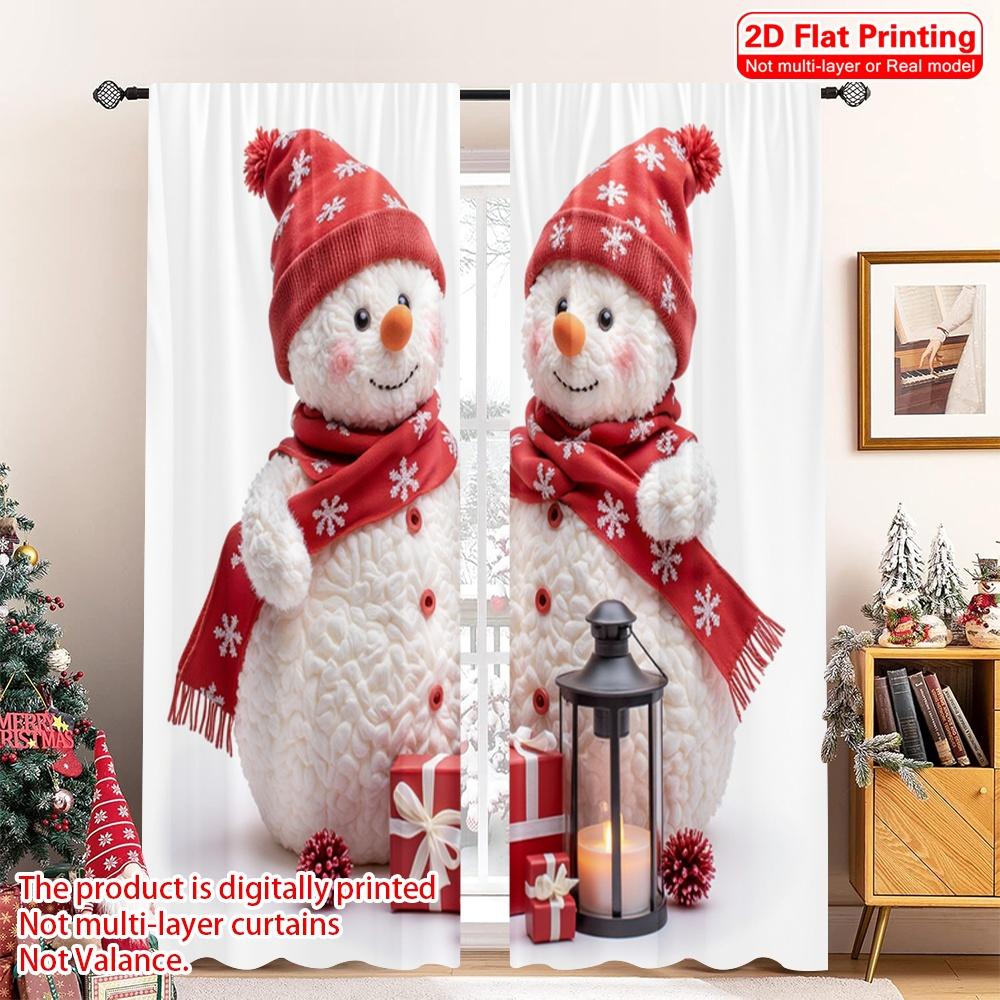 

2pcs 2D flat printing Christmas Window Drapes Christmas Snowmen Festive Winter Gifts Polyester Without Electricity Birthday 52.50×116.00 CM 2pcs