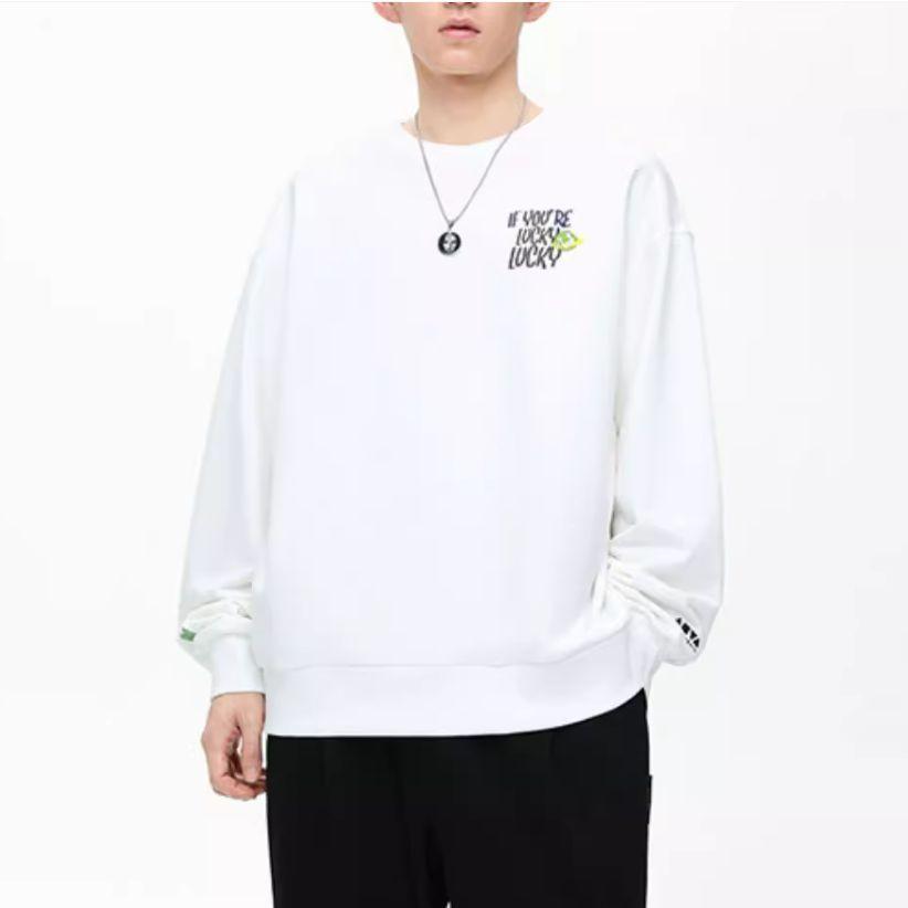 Anta Life Series Printed Letter Round Neck Pullover Sweatshirt Unisex Sweatshirt Paper-White 172348701-1