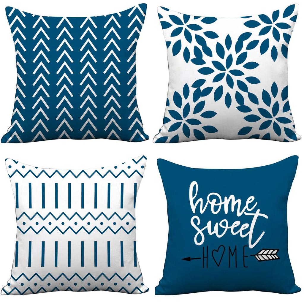 Modern Simple Nordic Style Plush Sofa Pillowcase Small Flower Letter Print Ins Macaron Color Pillowcase