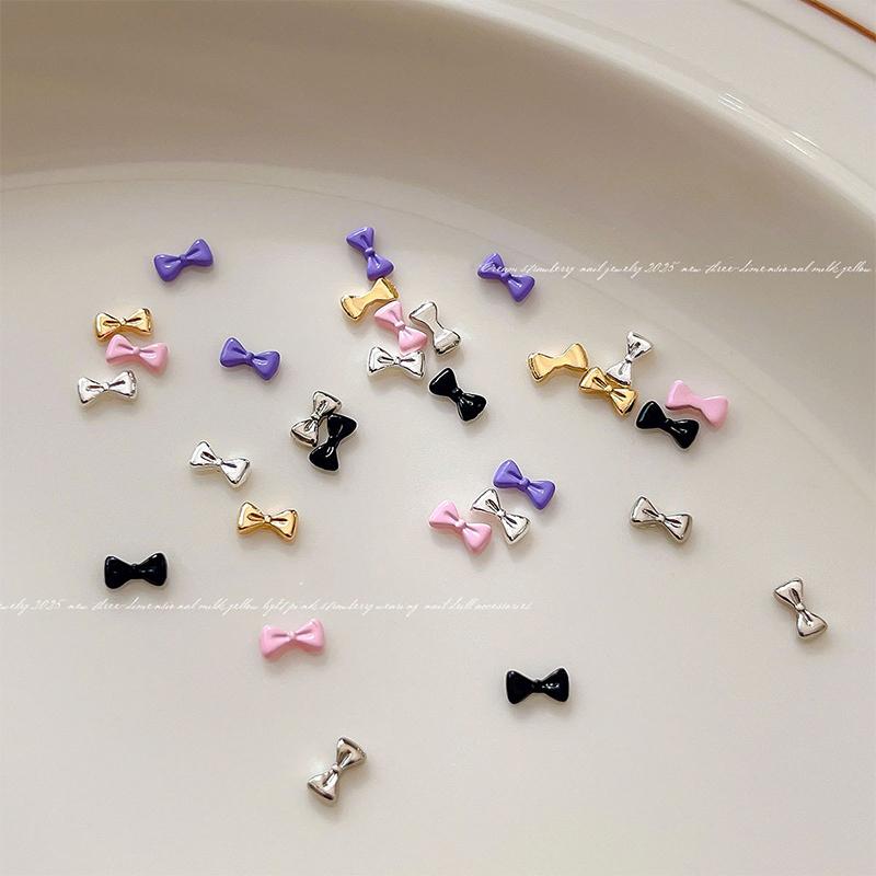 5Pcs Mini Alloy Bow Nail Charms 3D Bowknot Nail Art Decoration Accessories For Diy Manicure Korean Design