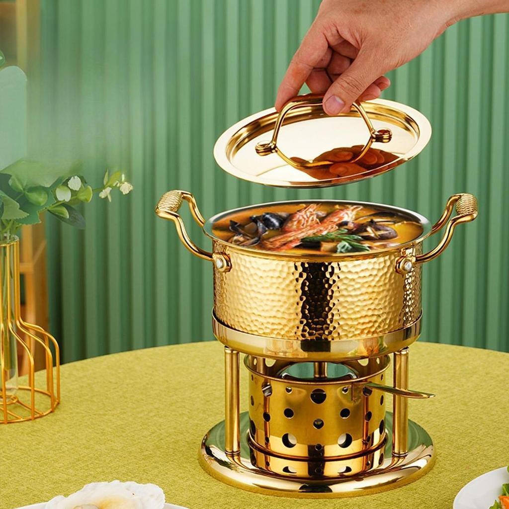 Alcohol Stove Pot Ramen Stainless Steel Kitchen Cookware Shabu Camping Cooker for