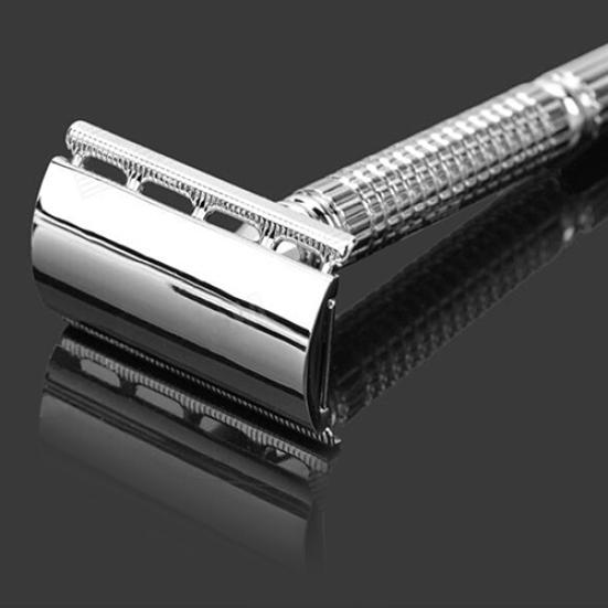 Men's Traditional Double-Edge Blade Safety Razor Hair Beard Silver Manual Shaver