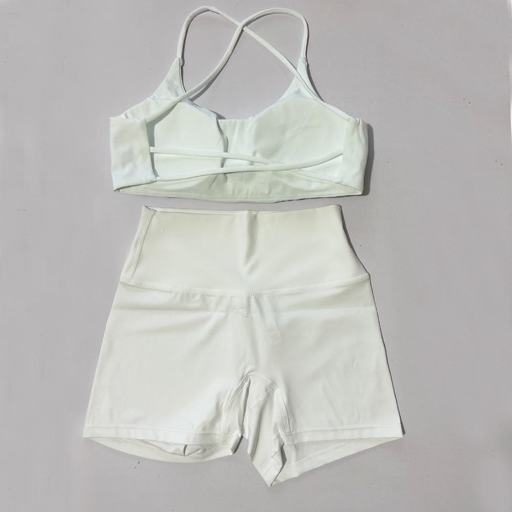 

Женский трансграничный фитнес-набор для йоги: Летний бюстгальтер и быстросохнущие шорты с высокой талией Medium