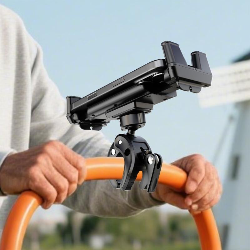 Universeller Fahrrad-Tablet-Handyhalter mit voller Rotationsmöglichkeit für 4,7-9,6 Zoll Bildschirme, verstellbarer Winkel