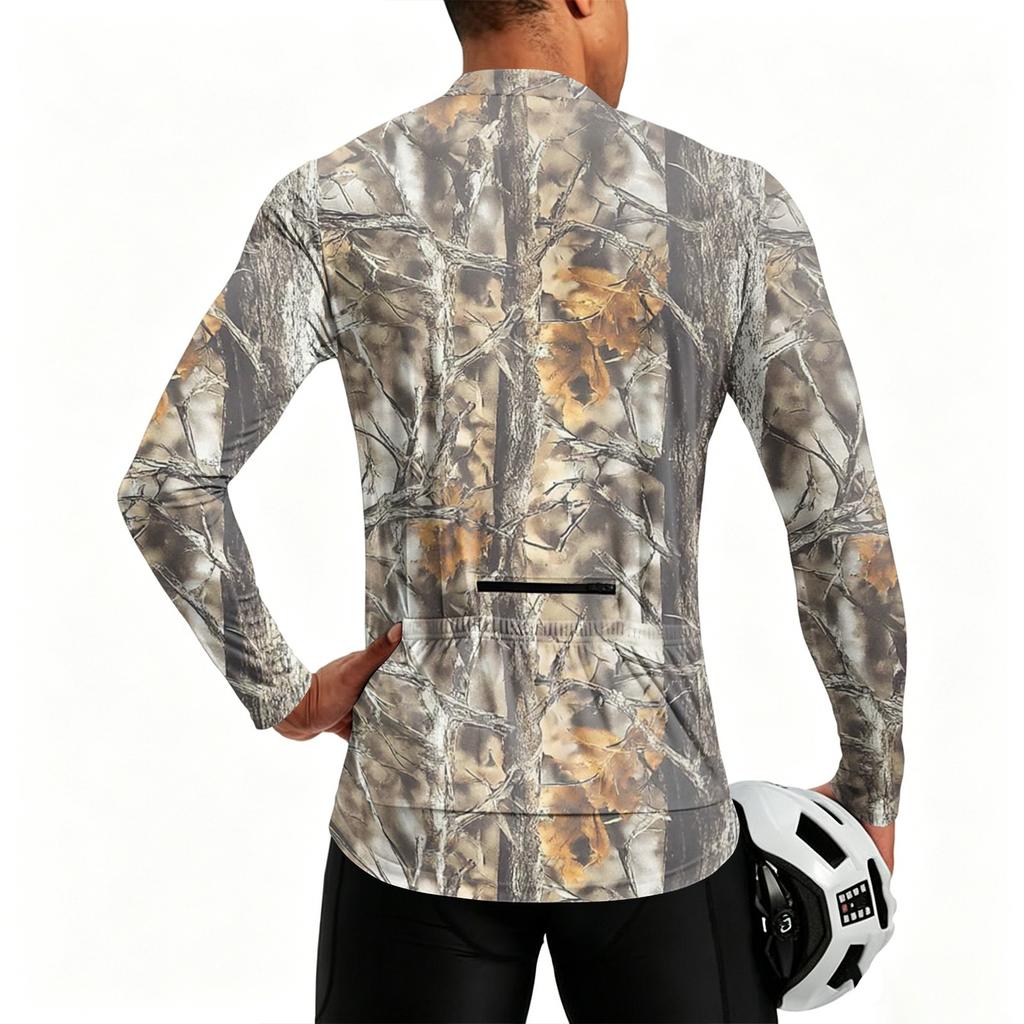 Men's Long Sleeve Cycling Jersey Breathable Quick Dry Half Zip Pullover Lightweight Athletic Shirt for Outdoor Sports