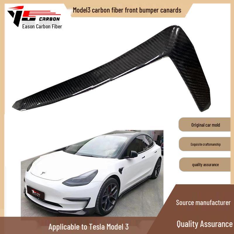2019-IN Tesla Model 3 C Style Carbon Fiber Front Air Intake Bumper Canards