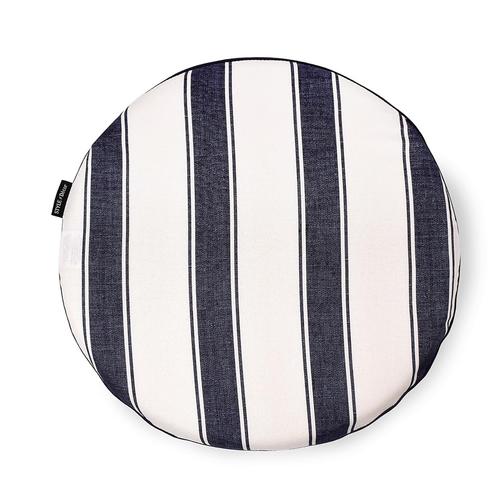 STYLE Decor Seat Cushion X French Chic Stripe Stylish Zabuton Car Cushion W3601400 (34cm 34cm)