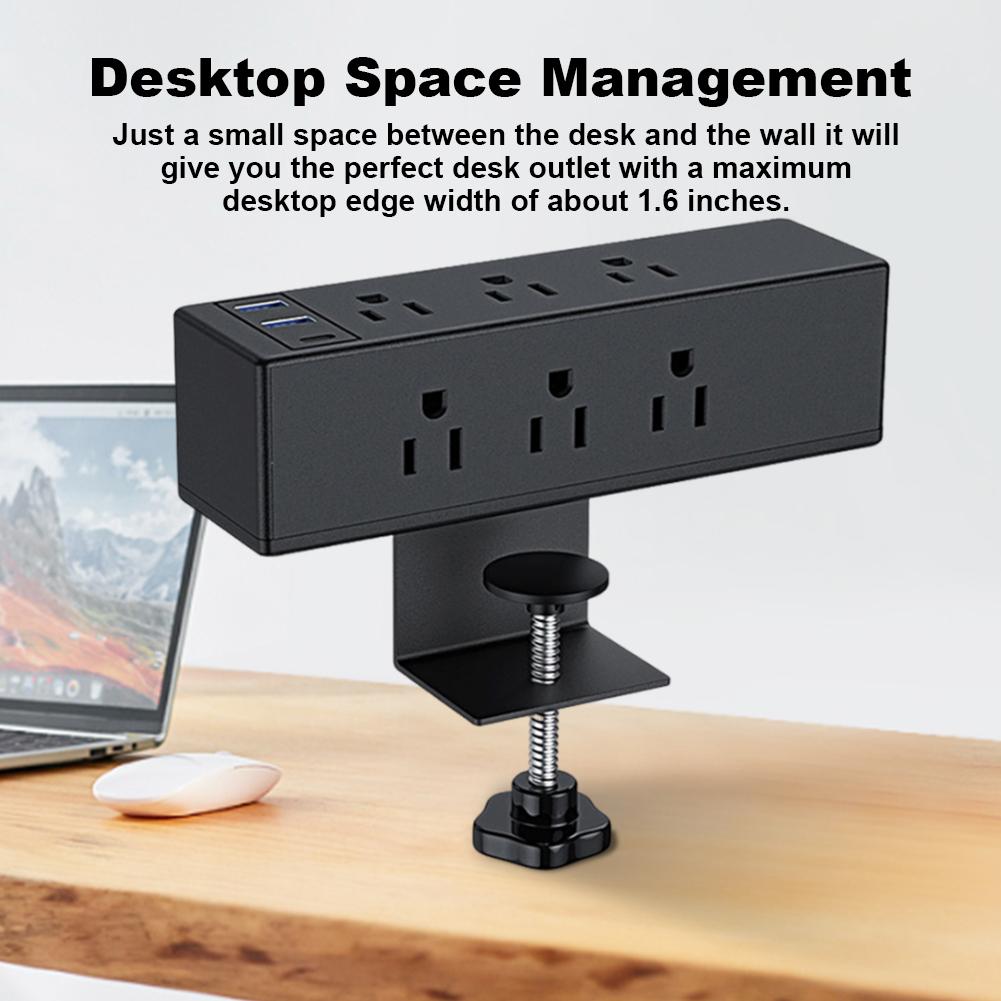 Desktop Edge Power Outlets with USB Ports 18W Fast Charging Station 8/6 AC Outlet and 6.6ft Power Cord Fit 1.6in Tabletop Edge