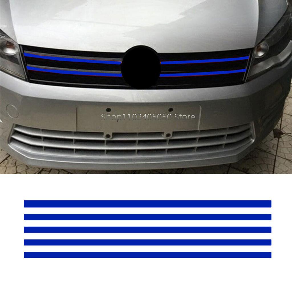 5 Stück Auto Frontklappe Kühlergrill Reflektierender Aufkleber Streifen für VW Golf 6 7 Tiguan Polo GTI Auto Außen Styling Dekoration Zierleiste Aufkleber