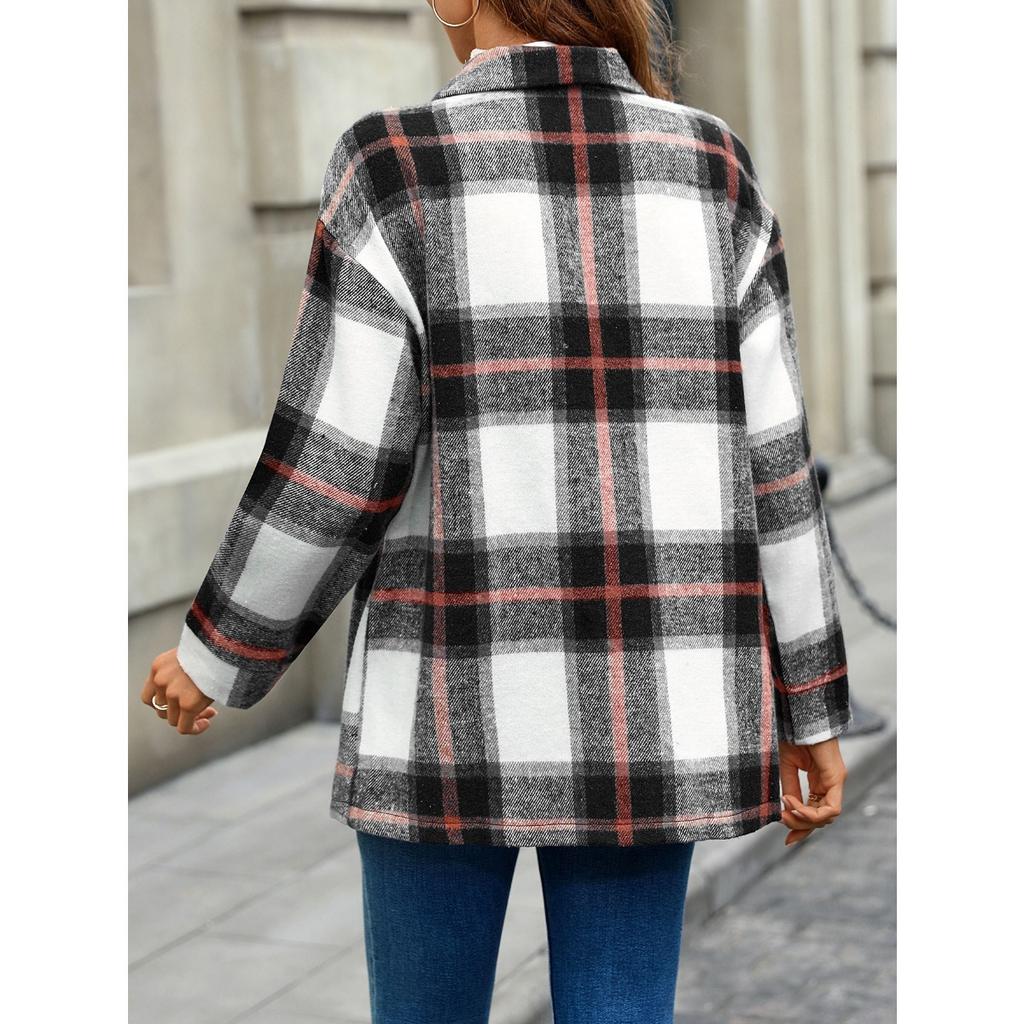Ladies, Thermal Jacket, Checkered Shirt, Thick, Cardigan Top, Outerwear