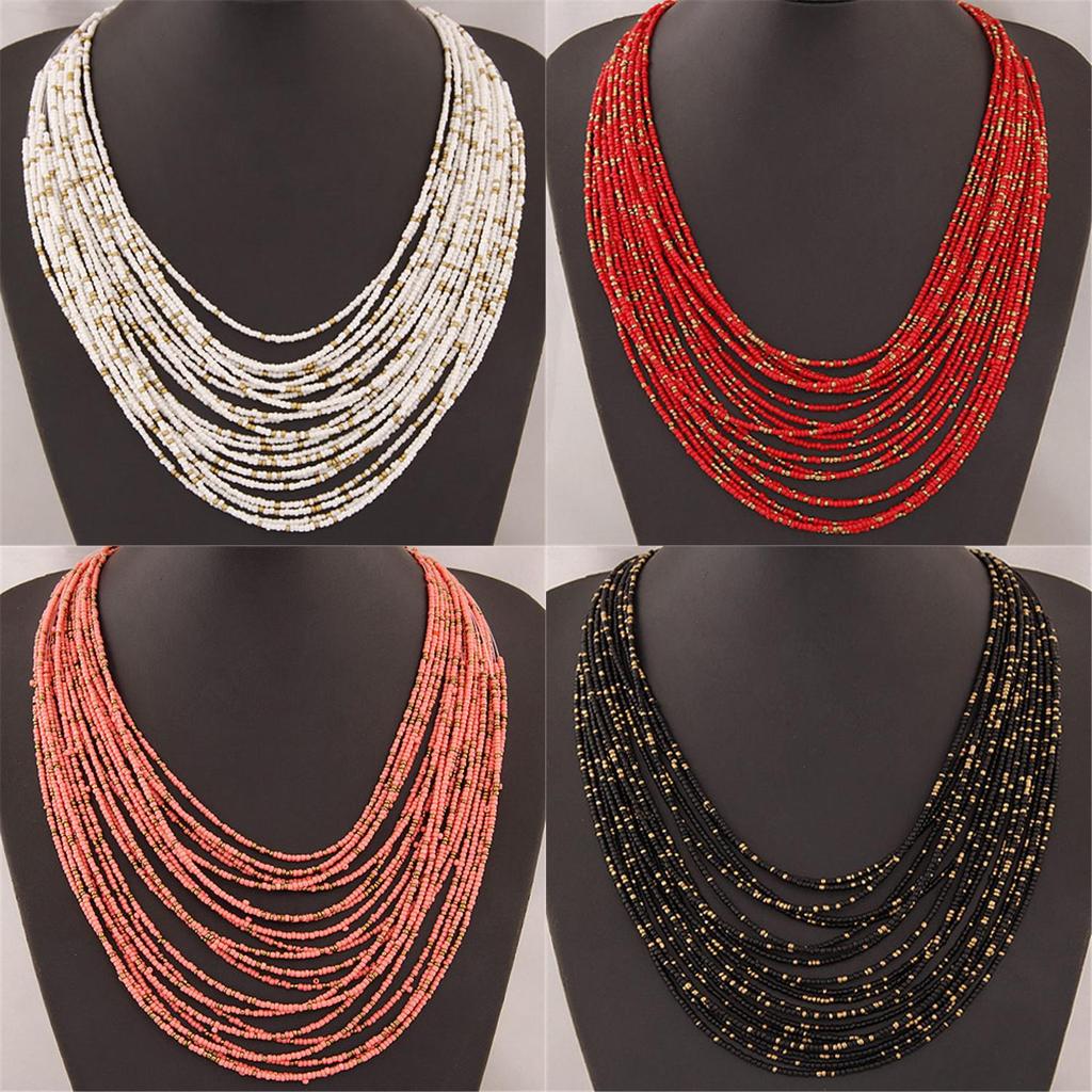 Bohemia Beaded Multilayer Necklace With Handcrafted Resin Materials For Fashionistas