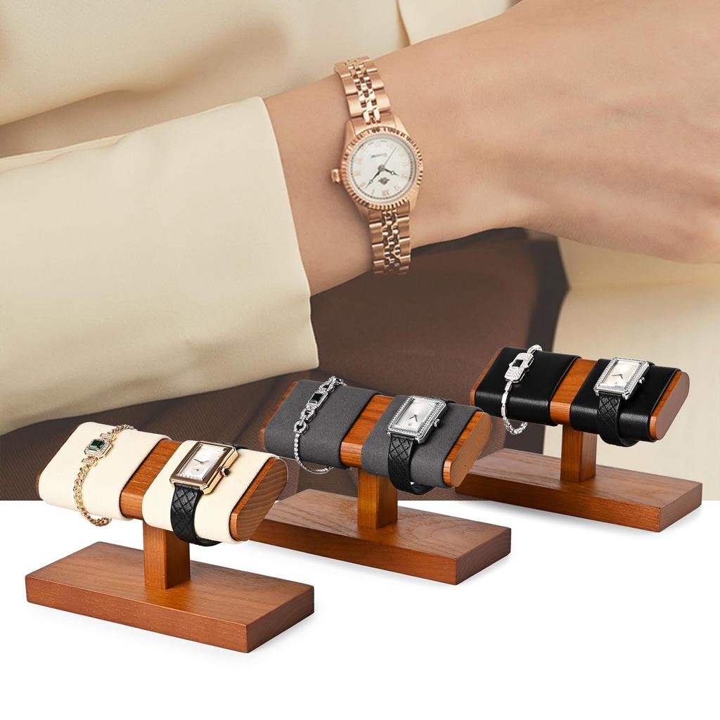 Oirlv Wooden Watch Holds 2 Display Photography Compatible with Qualified SM21502 Stand, Watches, Stand, Stand, High-End, Stylish, Invoices, (Dark