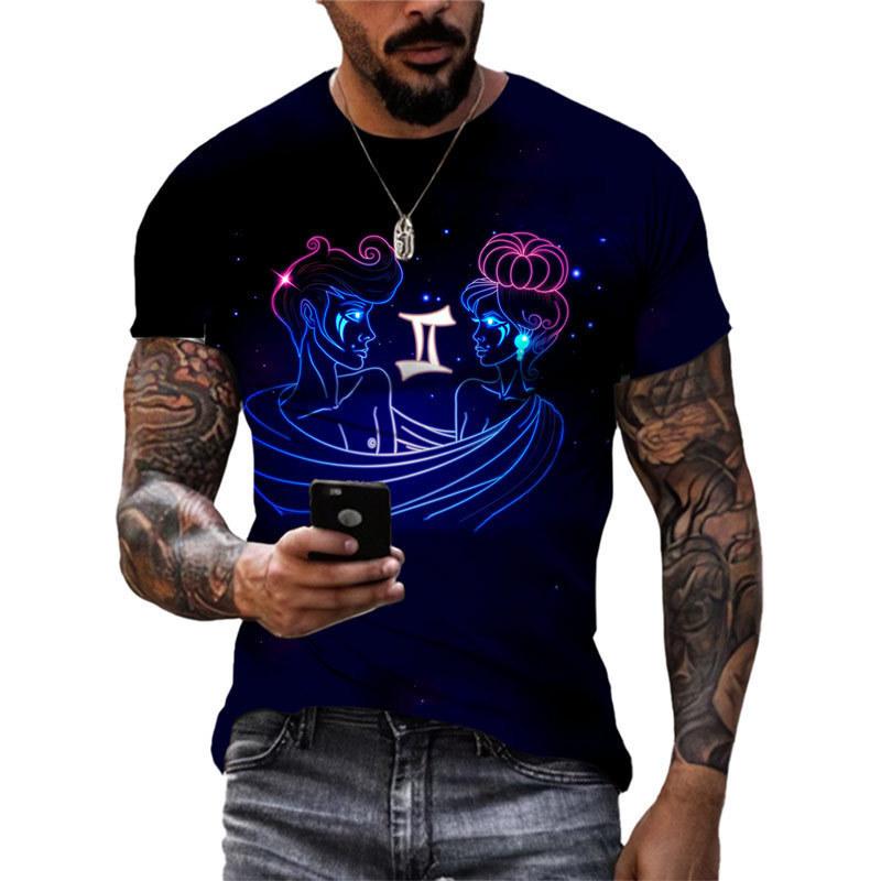 3D Printed Trend Men's Casual Round Neck Fashion Short Sleeved T-shirt Top