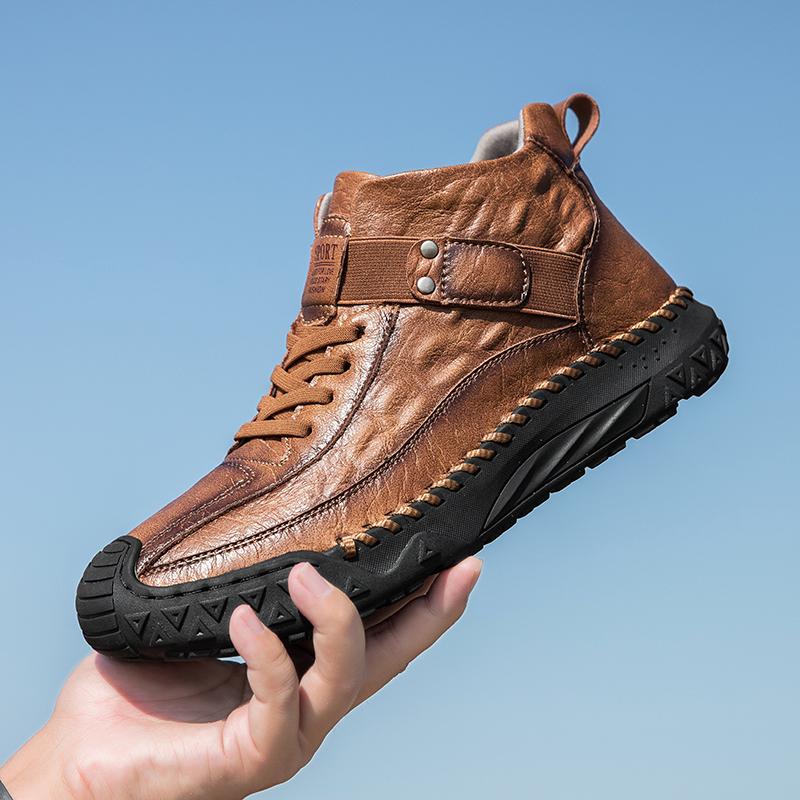 Autumn/Winter  Men's Casual Leather Shoes British-Style Driving Shoes Handmade High-Top Boots Moccasins Shoes