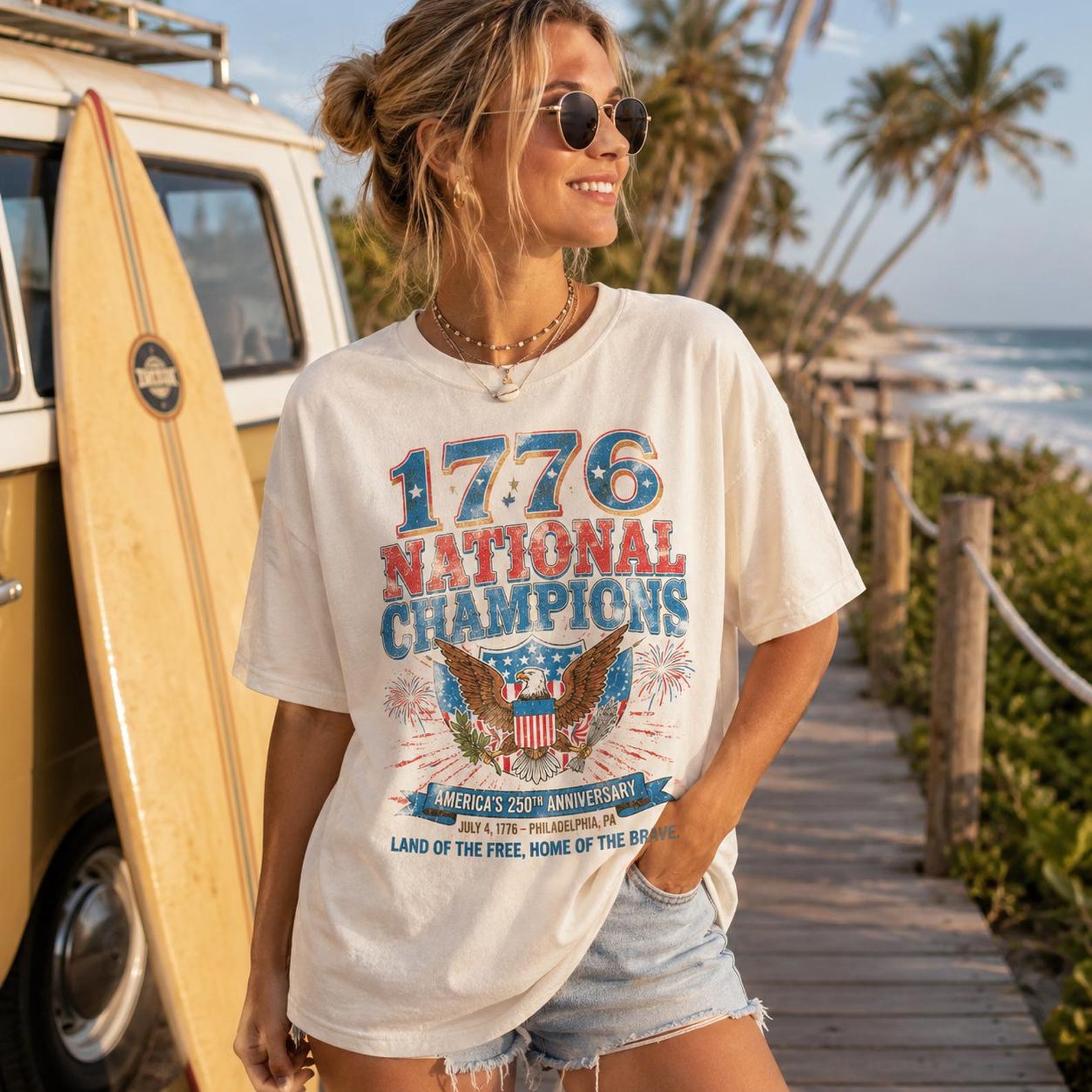 1776 National Champions Shirt, America 250th Anniversary Tee, Patriotic Graphic T-Shirt 3XL