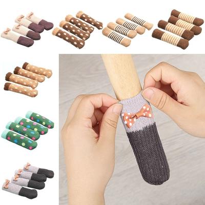 4Pcs Knitted Furniture Socks Elastic Non Slip Chairs Leg Feet Covers Wear-resistant Thickened Table Feet Cap Furniture Booties