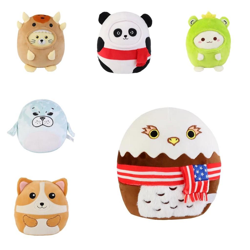 Entzückende Corgi Panda Robbe Frosch Plüschpuppe Verwandlungs-Katze und gepanzertes Dinosaurier-Design