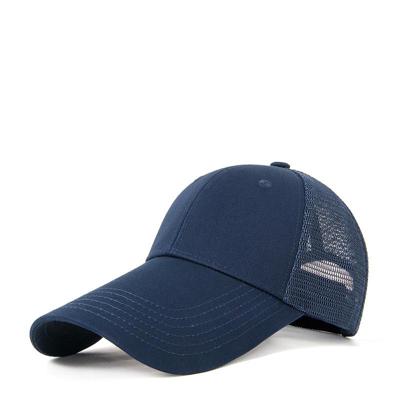 

High Quality Cotton Mesh Trucker Cap 11cm Long Brim Sun Caps Big Head Oversize Baseball Hats 55-60cm 60-65cm Xl 59-65cm темно-синього кольору