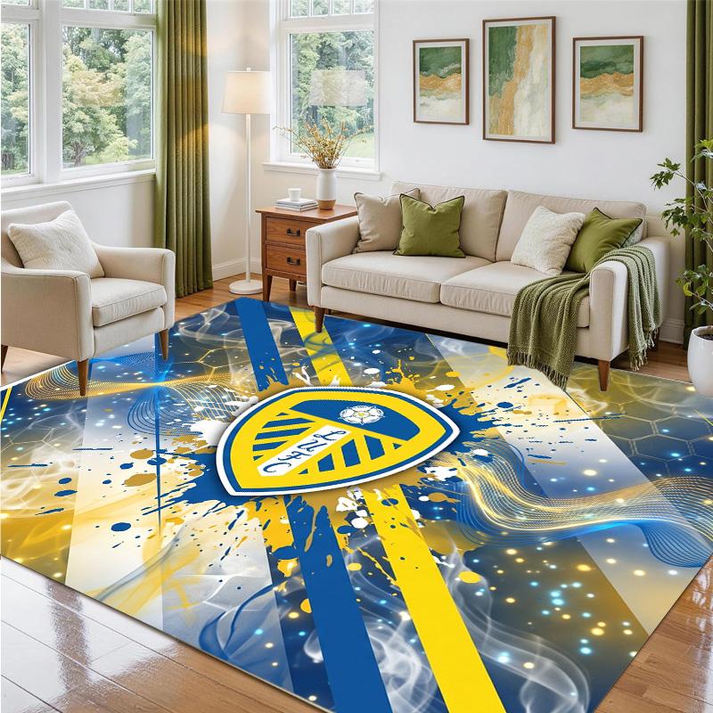 Leeds United Football Design Crystal Velvet Rug Soft Decorative Mat for Bedroom Entrance