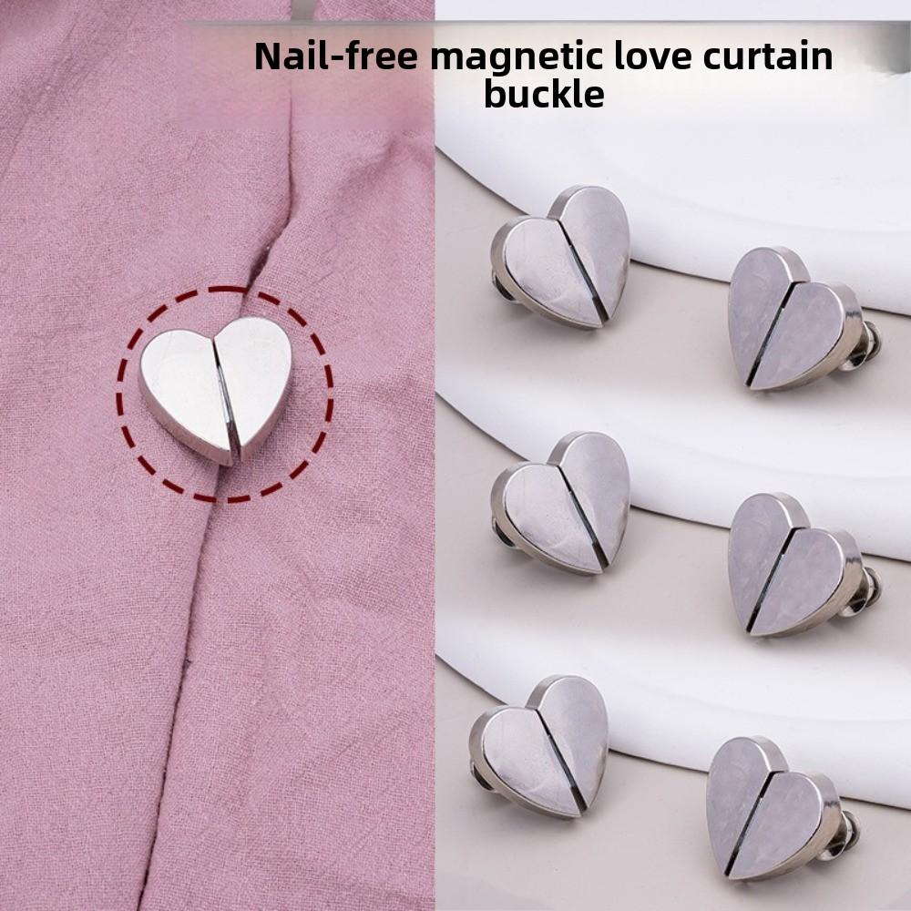 8 STUKS Antislip Magnetische Gordijn Gesp Roestvrij Hartvormige Raamgaas Bevestiging Snelle Sluiting Clips Eenvoudige Legering Afneembare Drukknopen